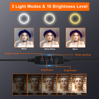 PYNSSEU 26cm lampa pierścieniowa LED z 1.1/1.6/2.0M świecący pierścień stojak ściemniania 10 "Selfie lampa pierścieniowa z klips do telefonu do makijażu Youtube 6